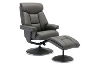 Biscay Swivel Recliner & Footstool - Cinder Plush