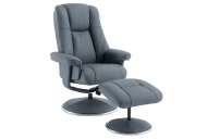 Dublin Swivel Recliner & Footstool - Petrol Blue