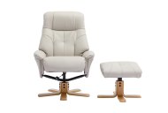 Dublin Swivel Recliner & Footstool Front View - Mushroom Plush