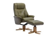 Dublin Swivel Recliner & Footstool - Olive Green