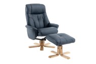 Dublin Swivel Recliner & Footstool - Navy Plush