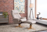 Dublin Swivel Recliner & Footstool - Pebble