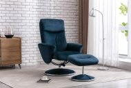 Palmdale Swivel Recliner With Footstool - Deep Sea