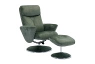 Palmdale Swivel Recliner With Footstool - Moss Green