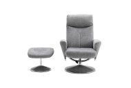 Palmdale Swivel Recliner With Footstool - Silver