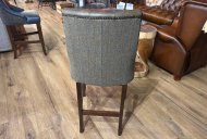 Clearance Otto Bar Stool Heritage Woodland Leather & Moss Tweed